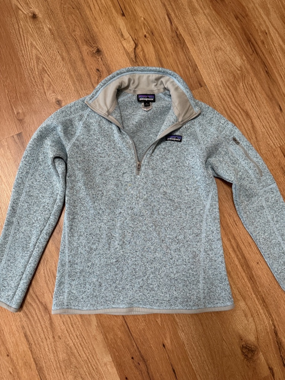 Patagonia blue/gray better sweater, quarter zip, size S